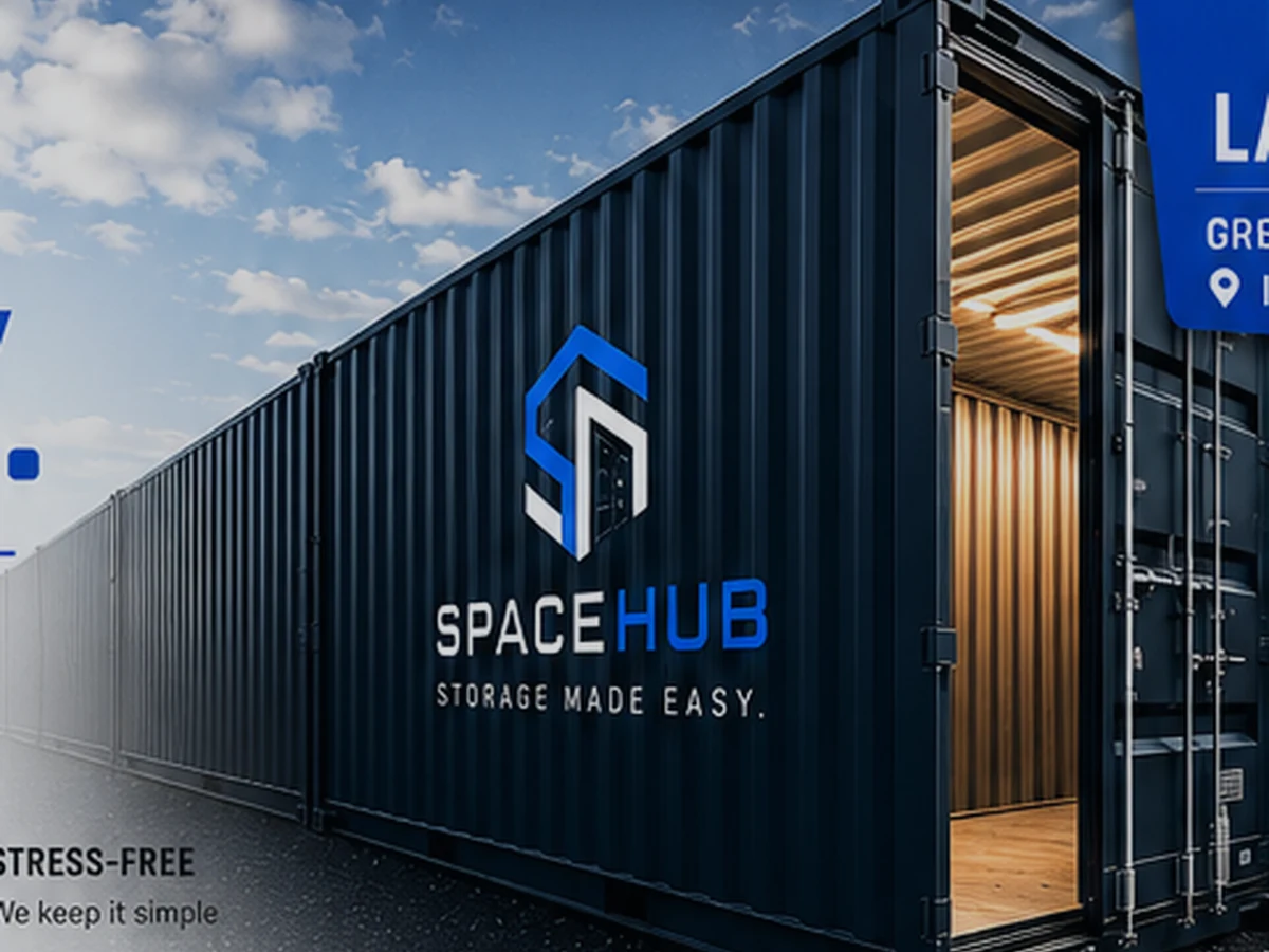 Indicative dark SpaceHub drive-up storage containers